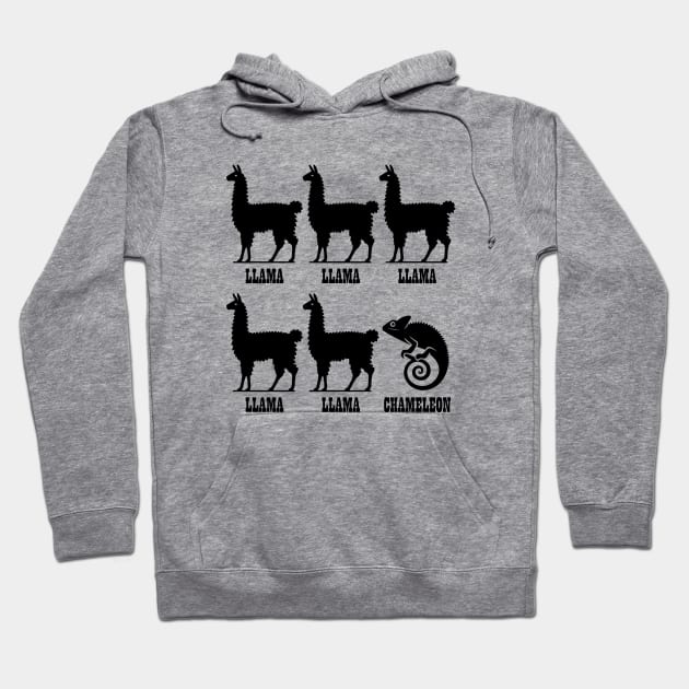 Llama Llama Llama Llama Llama Chameleon (Black) Hoodie by inotyler